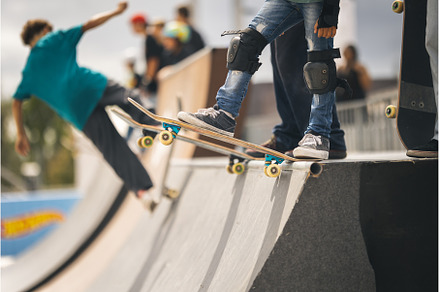 Skater's feet, mid-jump, above board, a Sports & Recreation Photo by Barcelona_dreams