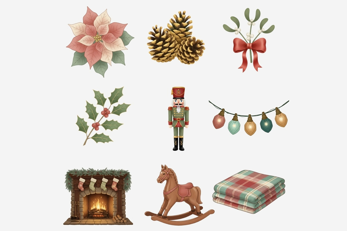 Vintage Christmas Clipart, a Seasonal Illustration by Tanya Kart (Photo 4 of 10)