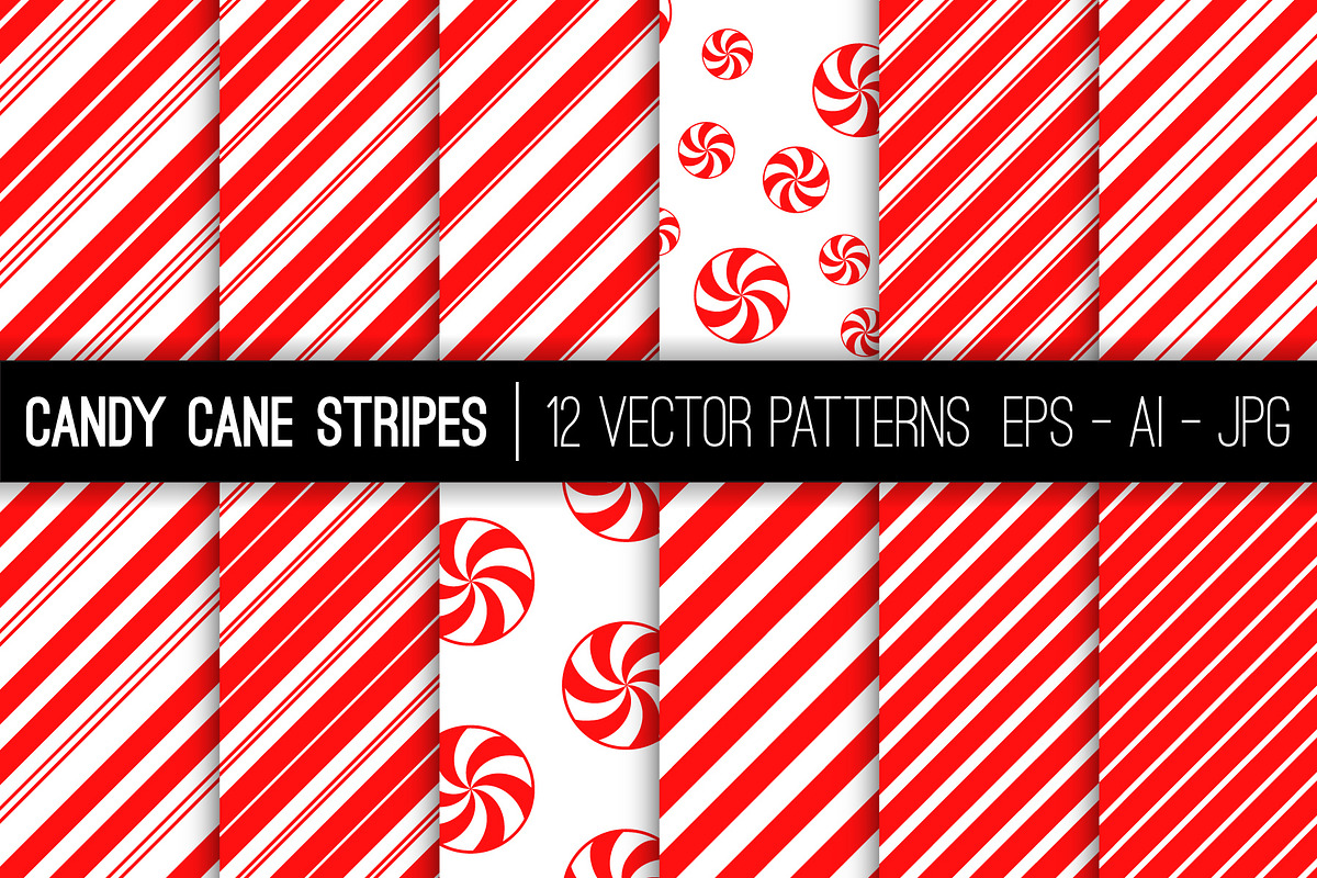 Candy Cane Stripes Vector Patterns, a Pattern Graphic by SubwayParty (Photo 1 of 3)
