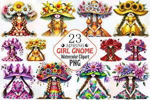Gnome girl gnome clipart spring PNG, an Illustration by RobertsArt