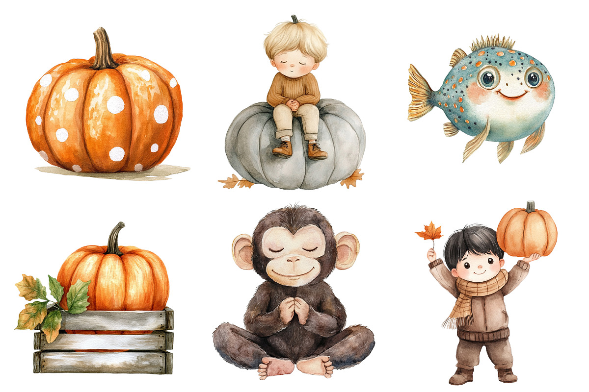 Cottagecore Pumpkin Clipart Set, an Illustration by CitraGraphics (Photo 4 of 5)