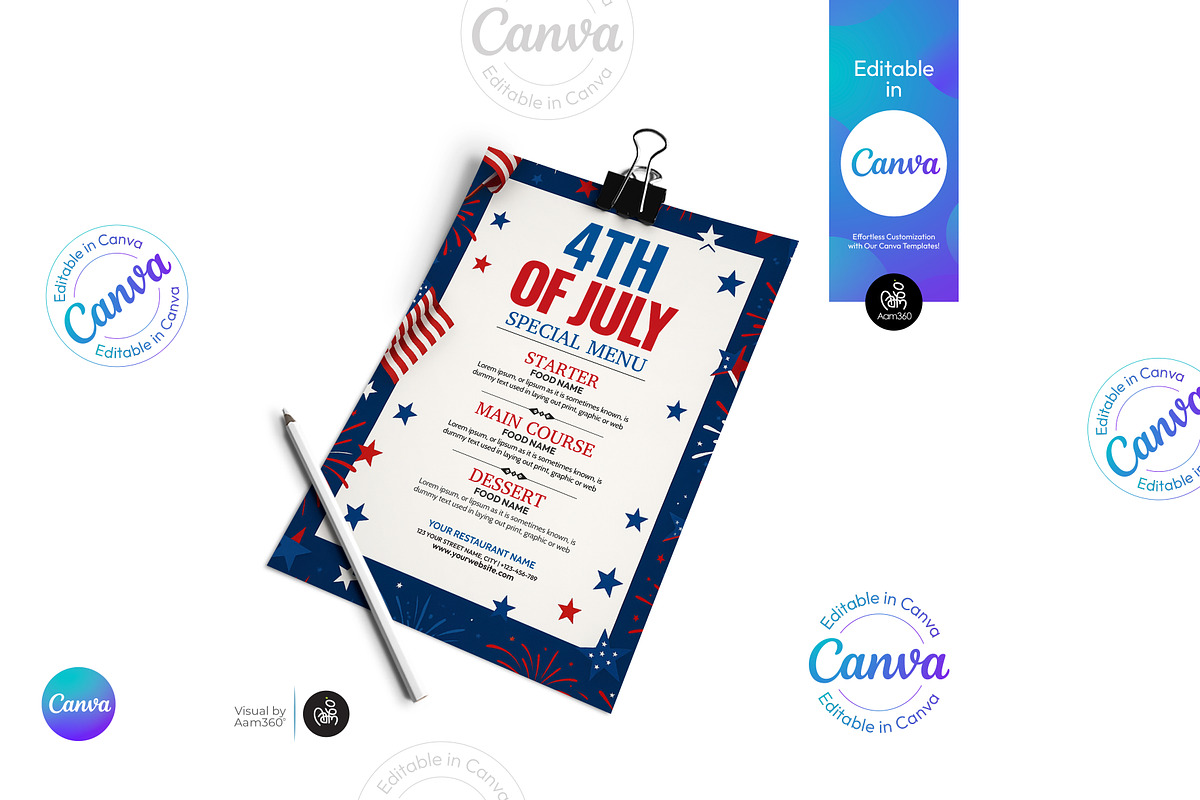 4th Of July Menu Flyer, a Flyer Template by Aam360 (Photo 3 of 3)