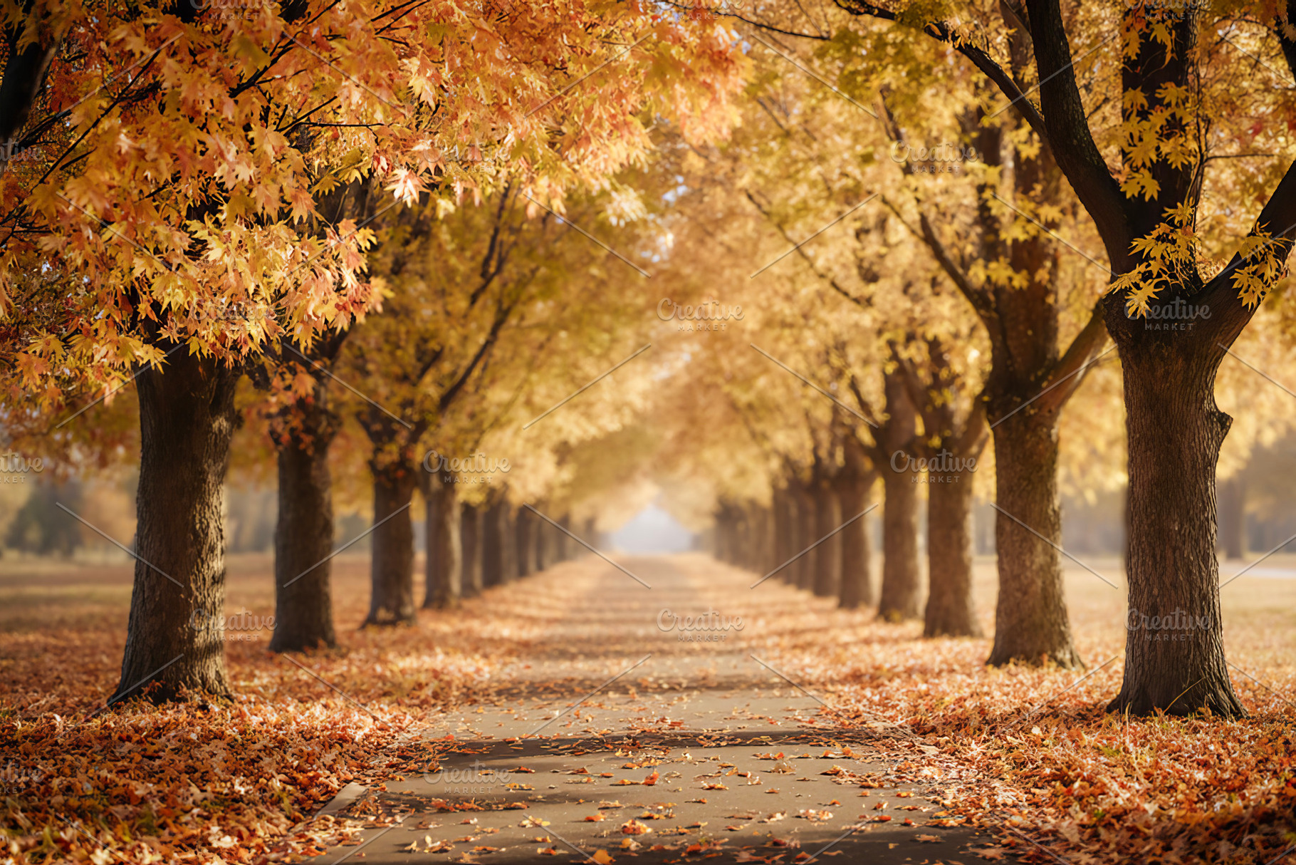 Autumn Tree-Lined Avenue, a Photo by rarrarorro