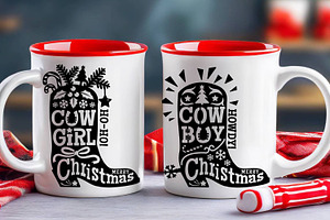 Cowboy Christmas Boots SVG Cut File