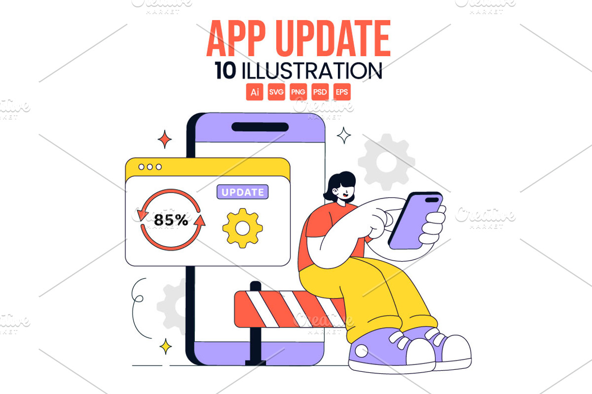 10 App Update Vector Illustration, a Technology Illustration by denayunebgt (Photo 1 of 4)
