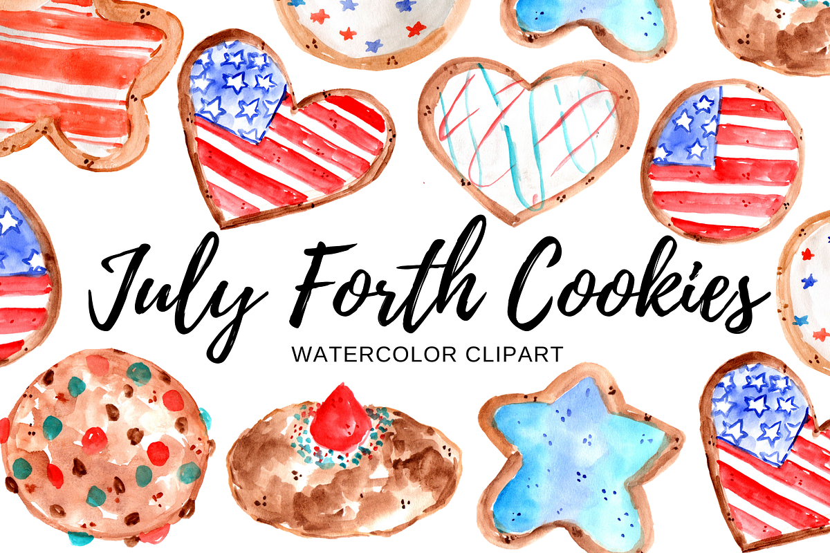 Watercolor Forth Of July Cookie, a Food Illustration by Writelovely (Photo 1 of 2)