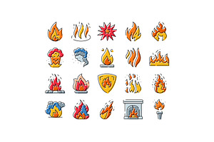Fire flame heat blaze vector icons, an Object Illustration by pikepicture