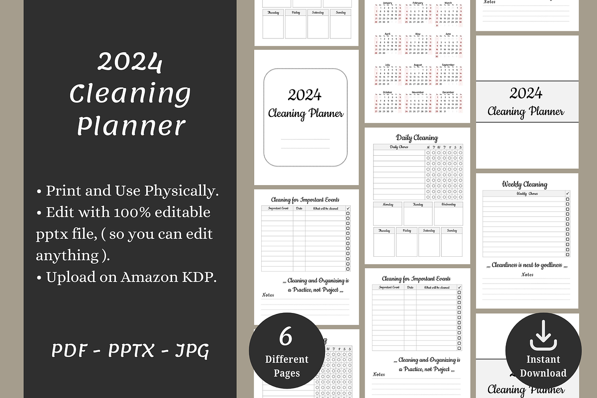 Editable Cleaning Planner Template, a Print Template by POC Digital (Photo 2 of 6)