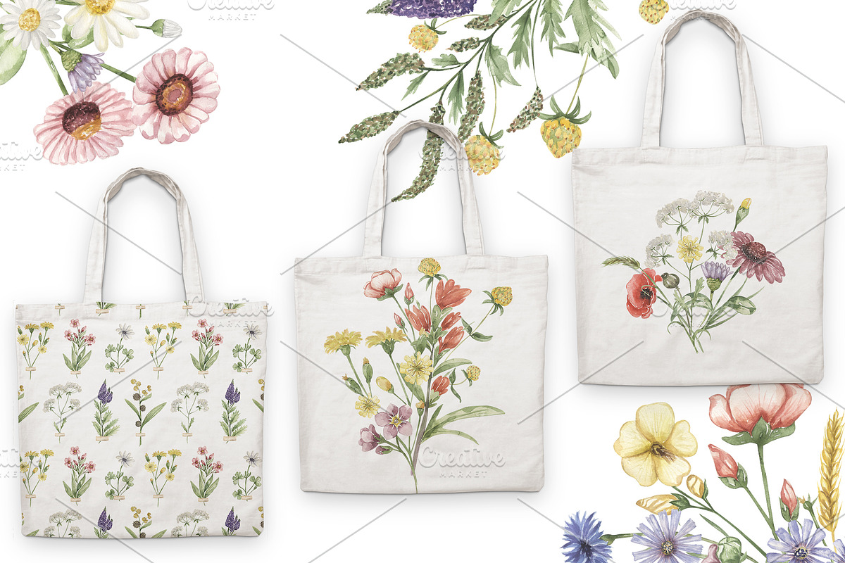 Watercolor Field Flowers Collection, a Decorative Illustration by MayaNavits (Photo 15 of 16)