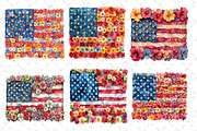 Floral American Flag Clipart, an Illustration by Dream Creation (Thumbnail 2 of 6)