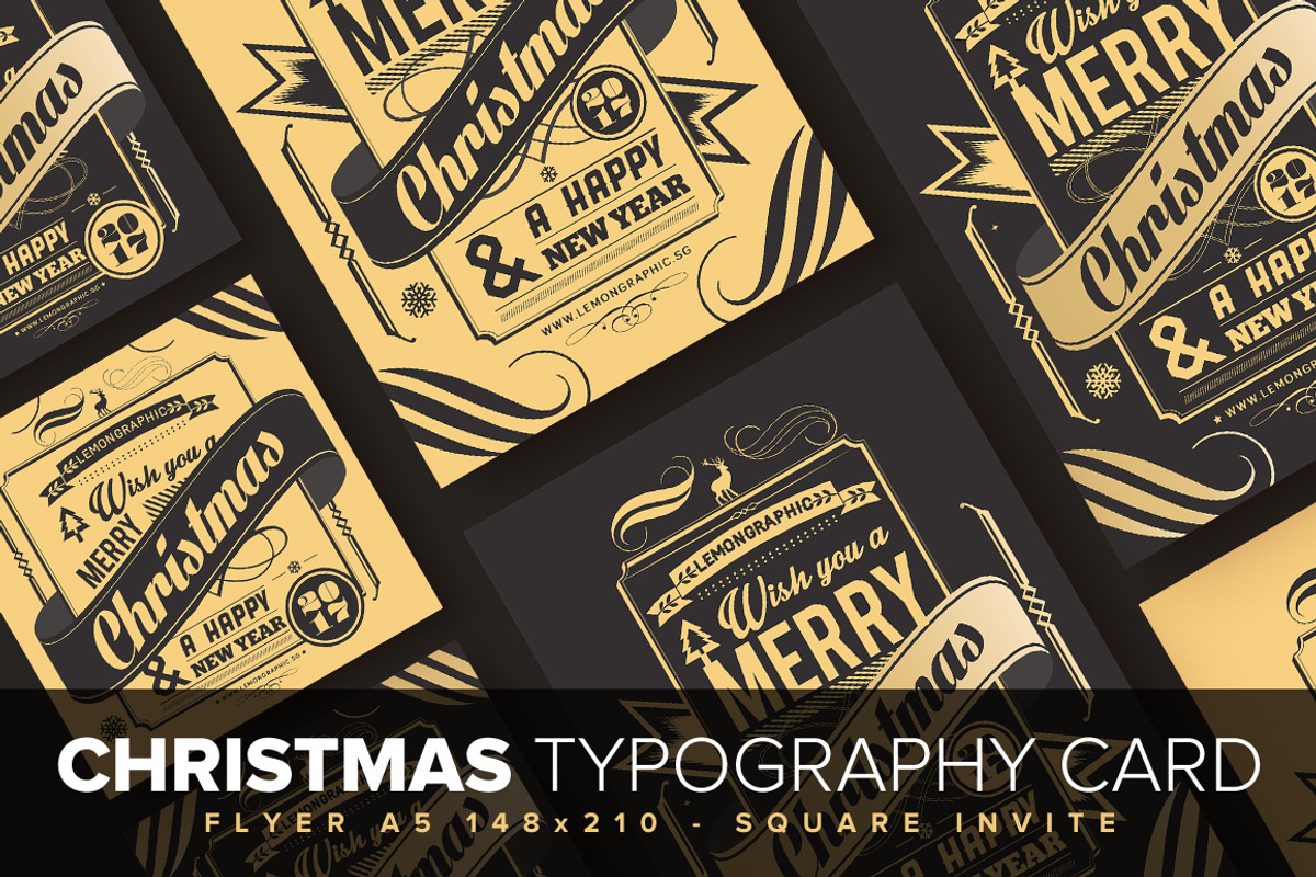 Christmas Typography Card Design, an Invitation Template by www.lemongraphic.design (Photo 1 of 7)