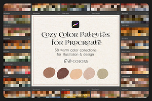 58 Cozy Color Palettes for Procreate, a Palette Add-On by Jenny Quince