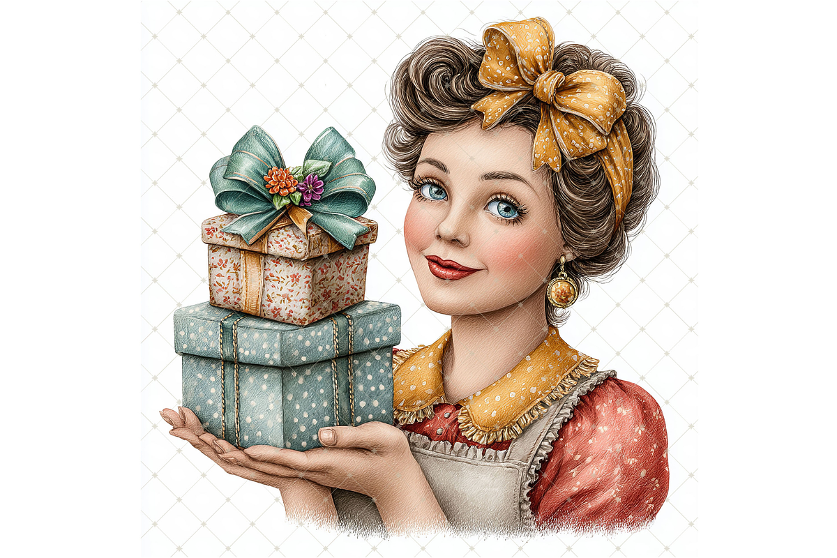 Woman With a Gift Clipart JPG, a Person Illustration by Memories By Lea (Photo 14 of 20)