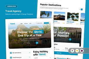 Clean Travel Website Landing UI Kit, a Landing Page Template by twinstd