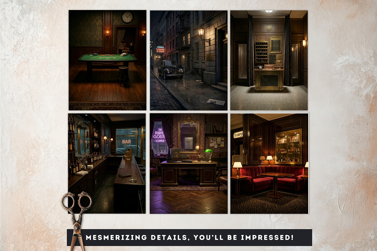 Noir Movie Backdrops Digital Papers, a Background Graphic by ThatsDesignArt (Photo 8 of 13)