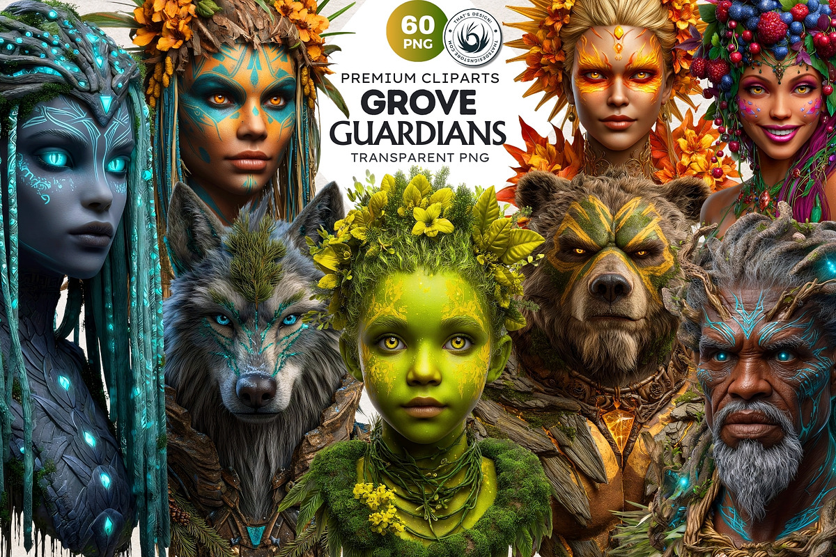 Grove Guardians Fantasy Cliparts, a Person Illustration by ThatsDesignArt (Photo 1 of 10)