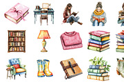 Watercolor Bookish Girl Clipart, an Illustration by Design Market (Thumbnail 3 of 4)
