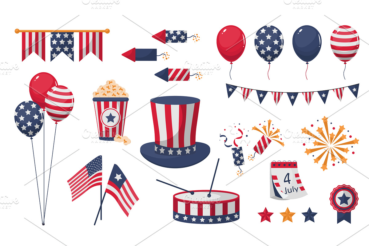 Independence Day Set, an Object Illustration by alexdndz