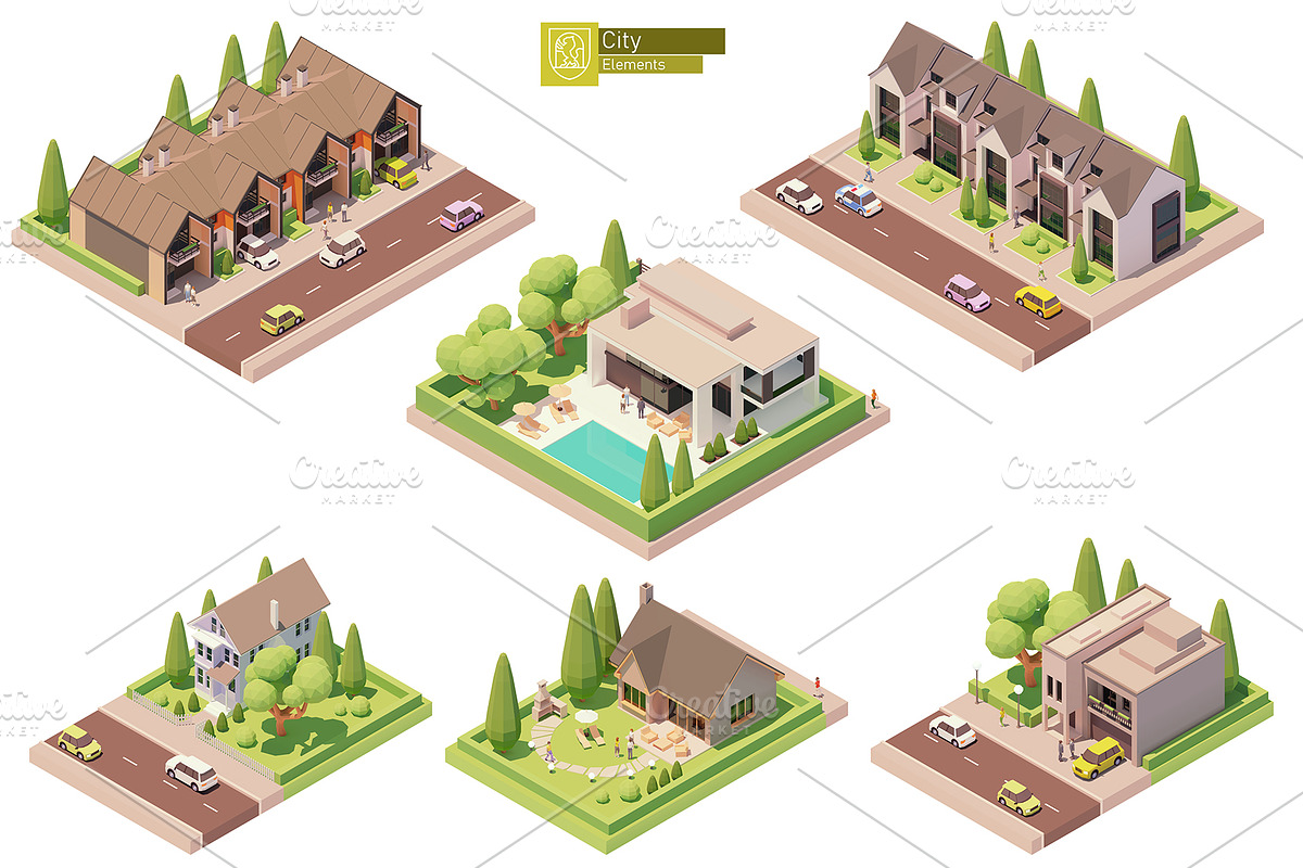 Isometric city map elements, an Object Graphic by tele52 (Photo 39 of 72)