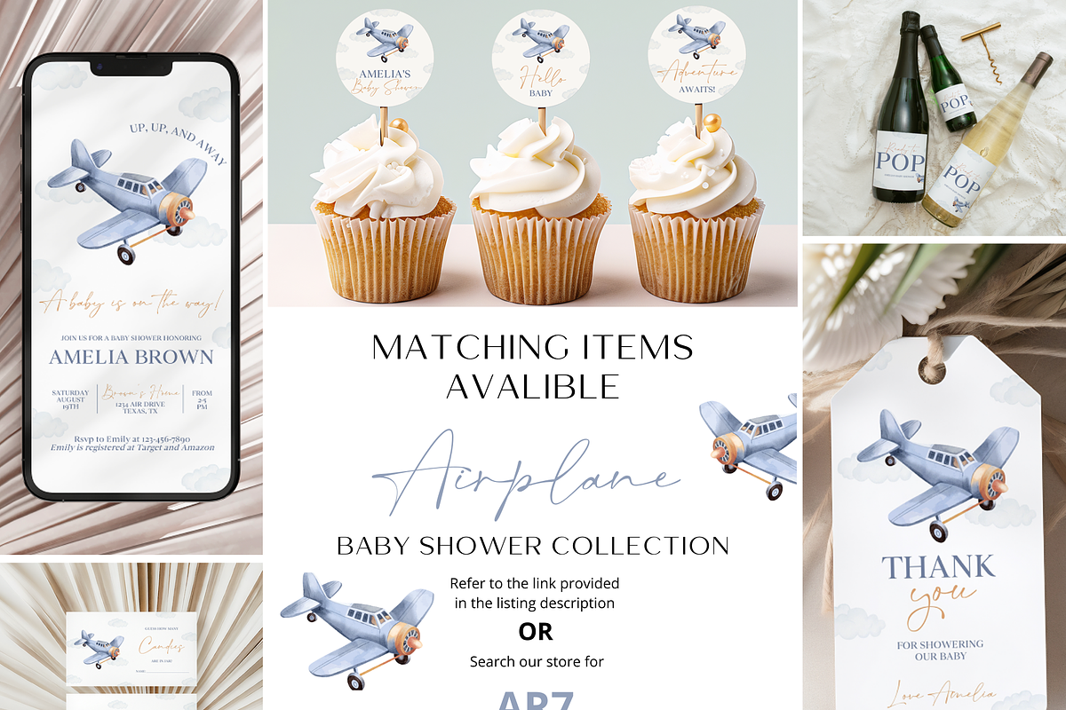 Plane Baby Shower Thank You Mockup, an Invitation Template by Digital_Mind (Photo 5 of 8)