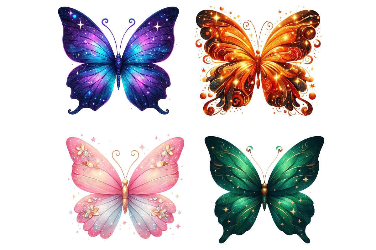 Glitter Butterfly Sublimation Clipar, an Illustration by DreamArtGraphic (Photo 4 of 4)