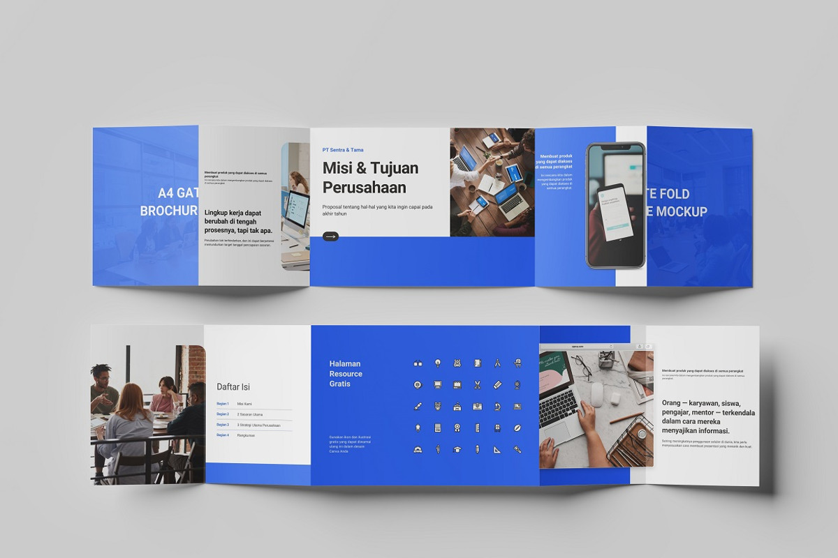 A4 Gate Fold Brochure Mockup This it, a Books & Magazine Mockup by Tokobeta