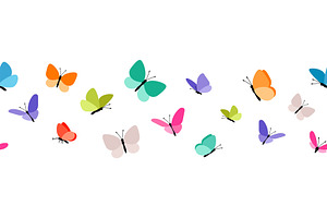 Color Flying Butterflies Seamless