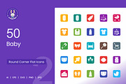 50 Baby Filled Round Corner Icons, an Icon by IconBunny (Thumbnail 1 of 2)
