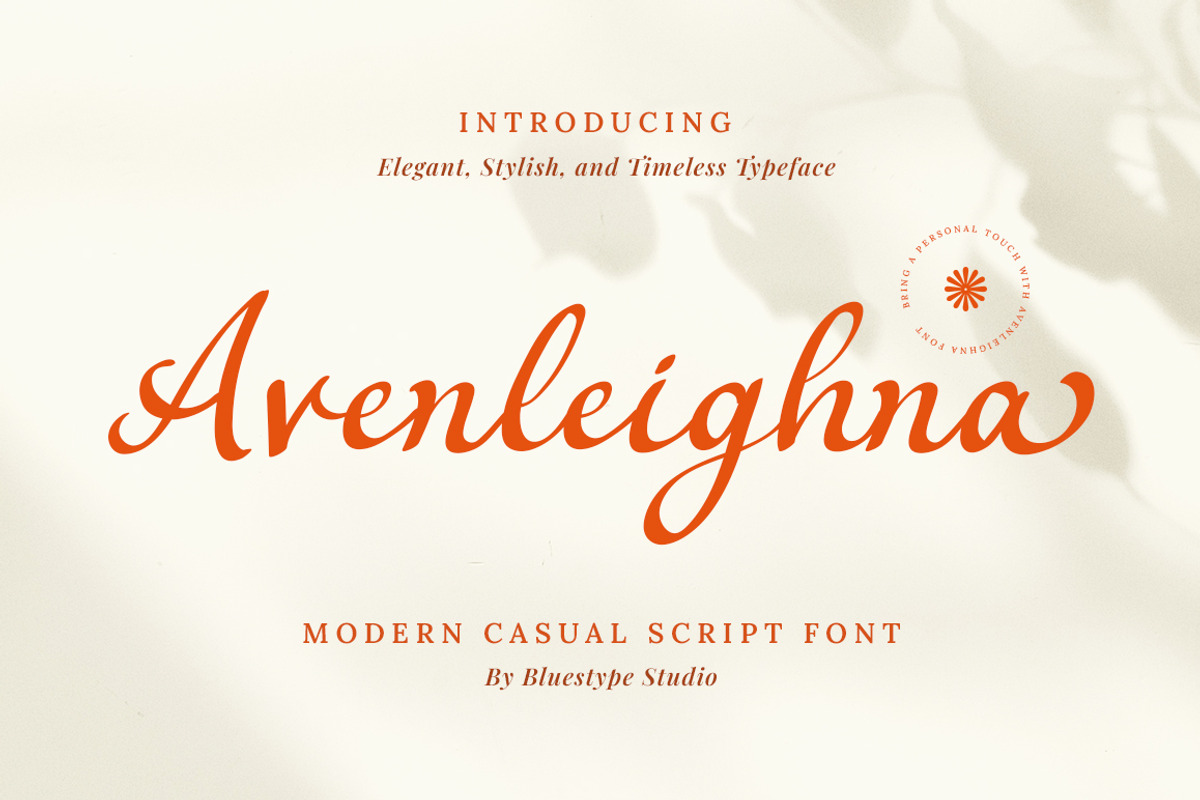 Avenleighna - Modern Casual Script, a Script Font by Bluestype Studio (Photo 1 of 9)