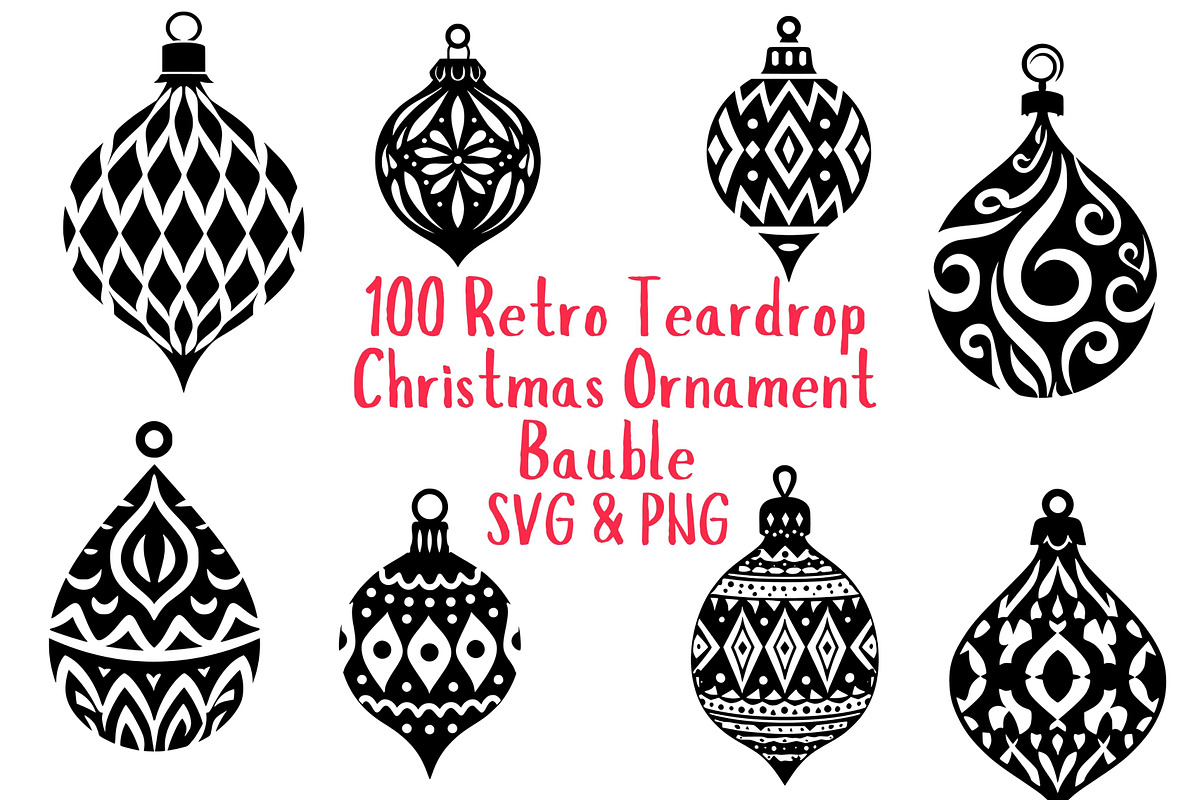 Retro Christmas Teardrop Ornaments, an Object Graphic by Pattern Whimsy (Photo 1 of 5)