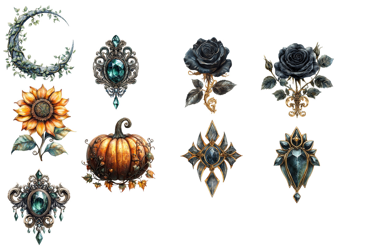 Elven Gothic Emblems CLIPART, an Illustration by Designworld (Photo 3 of 3)