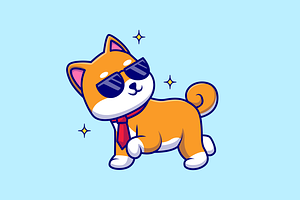 Cute Shiba Inu Dog Wearing Glasses, an Animal Illustration by Catalyst Labs