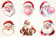 Retro Funny Santa Claus Face Clipart, an Illustration by Libby Wishes (Thumbnail 3 of 6)