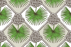 Engraved palm leaves and rope