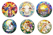 Round Stained Glass Easter Nativity, an Illustration by CreationArt (Thumbnail 4 of 5)