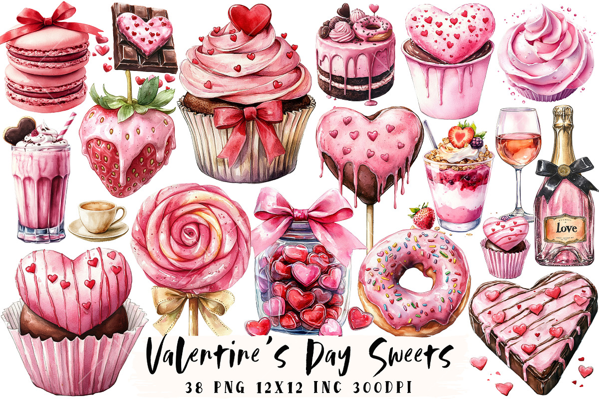 Valentine’s Day Sweets Clipart, an Illustration by OK Design (Photo 1 of 6)