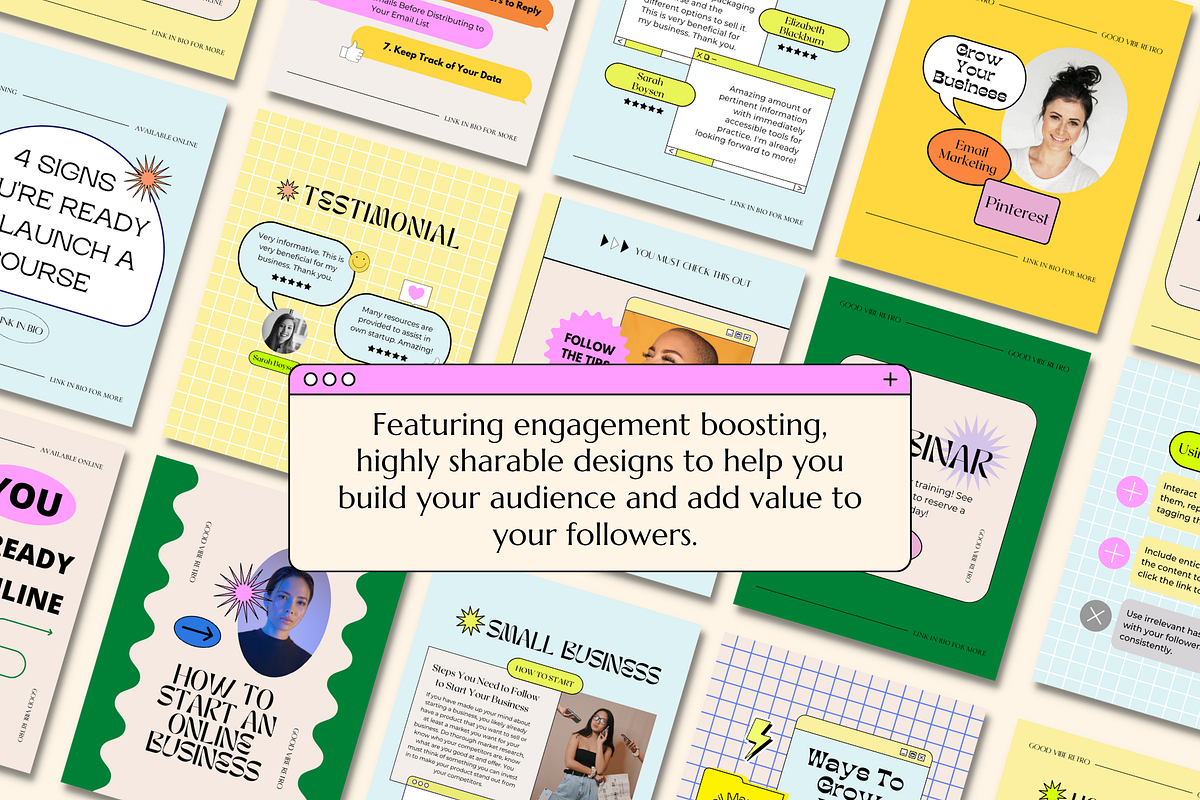 Retro Pink & Purple Canva Insta Pack, a Social Media Template by Guavamelo Studio (Photo 3 of 17)