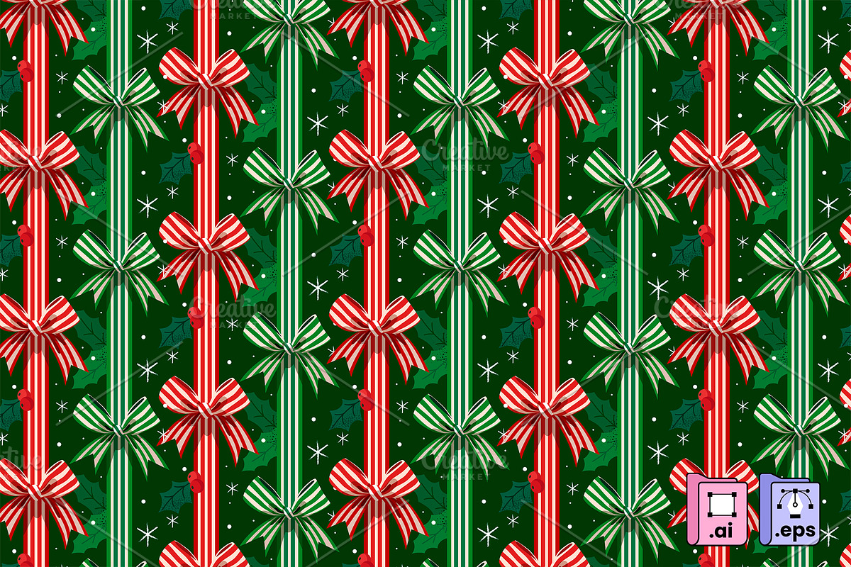 Red Green Festive Ribbon Stripes, a Pattern Graphic by MISS CHATZ (Photo 3 of 3)
