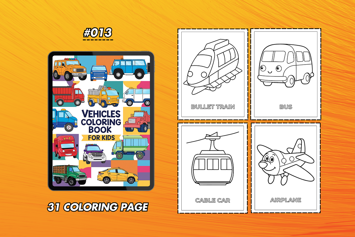 31 Vehicles Coloring Pages For Kids, a Graphic by Wilin Digital (Photo 1 of 2)