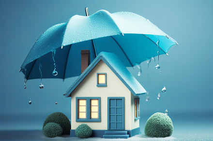 House under the umbrella protection, insurance and Real estate concept, a Business Photo by Natalia Klenova's Shop