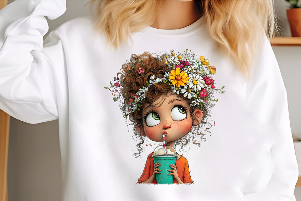 Whimsical Summer Coffee Girl Clipart, an Illustration by GatewayDesign (Photo 3 of 6)