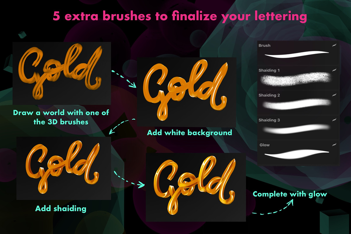 Procreate 3D Lettering Bundle preview 7