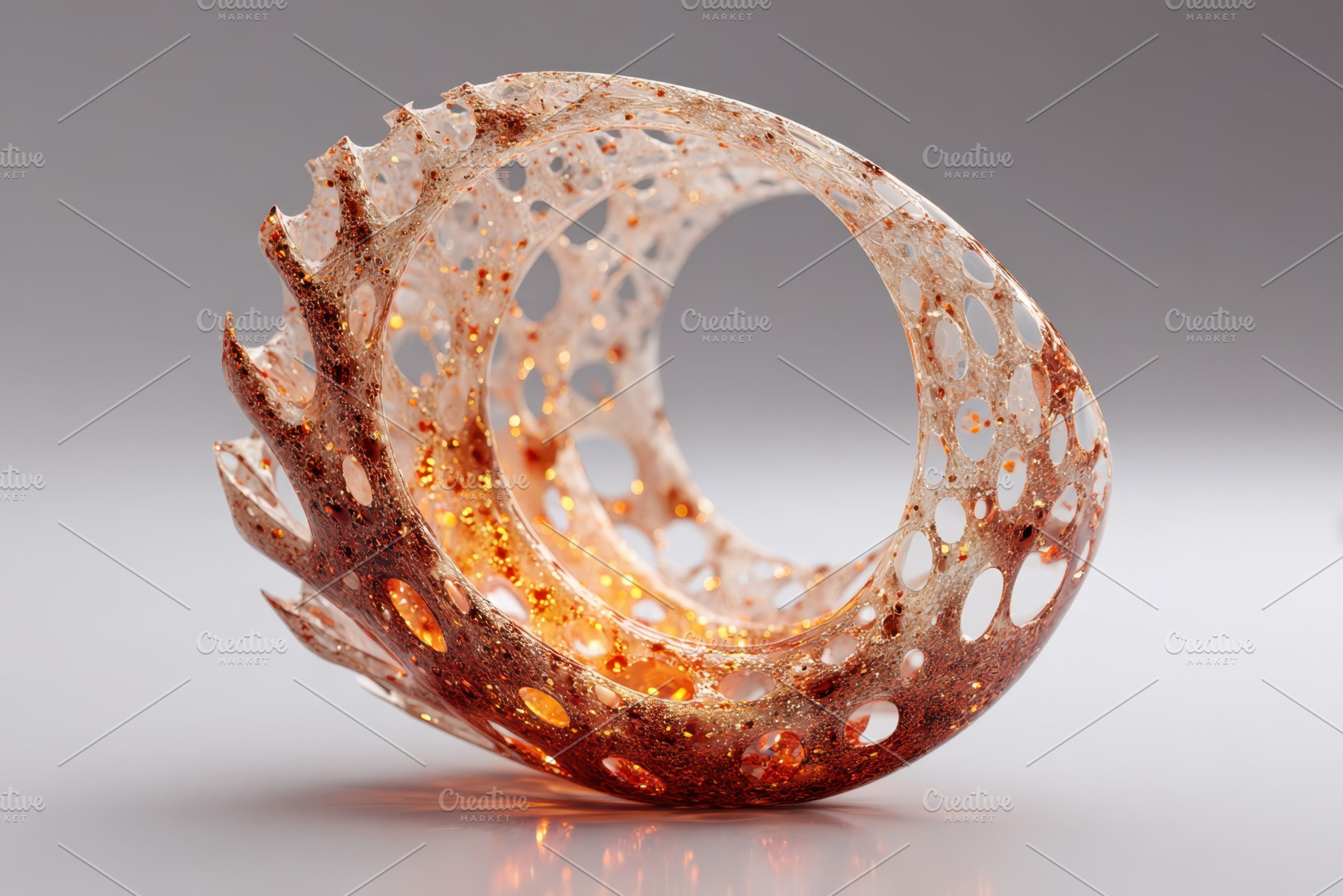 Translucent golden spiral sculpture, an Abstract Photo by AlyaAnd