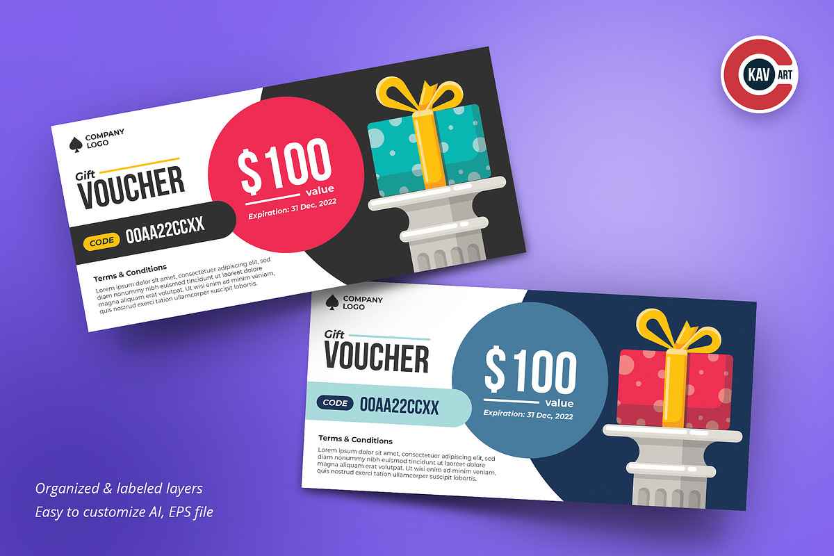 Gift Voucher Card Design Template, a Print Template by C-Kav