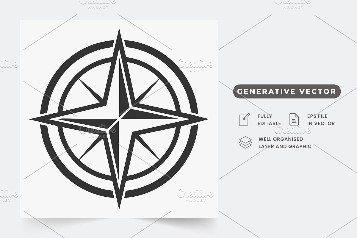 A simple, monochromatic compass desi, a Graphic by Iftikhar Alam