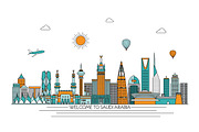 Saudi Arabia line skyline, an Illustration by LisaKolbasa (Thumbnail 1 of 4)