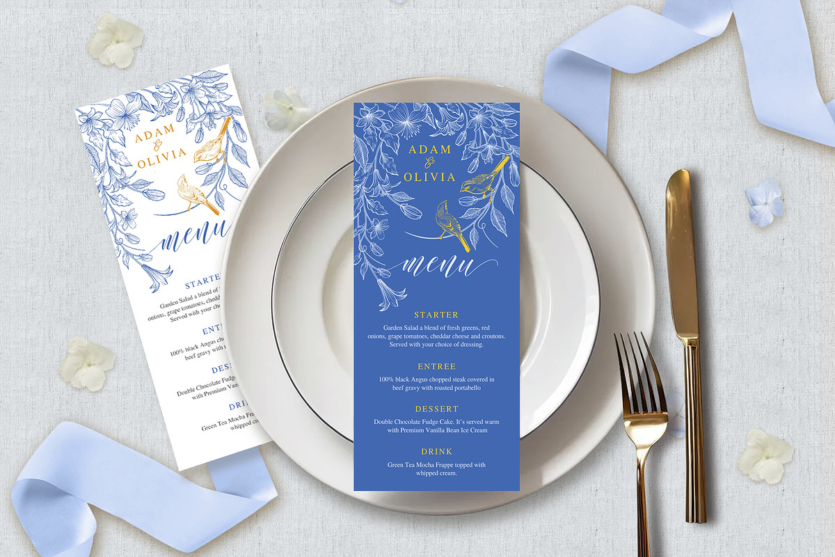 Love birds Wedding Menu card, an Invitation Template by Shwet Art (Photo 1 of 5)