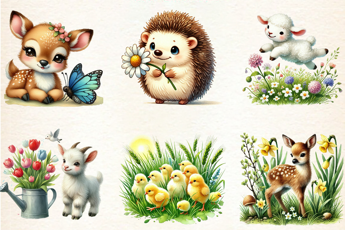 WAtercolor Spring Animals Clipart, a Seasonal Illustration by DreamArtGraphic (Photo 4 of 4)