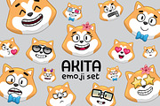 Akita Emoji Set, an Animal Illustration by Cartoon Shop (Thumbnail 1 of 10)