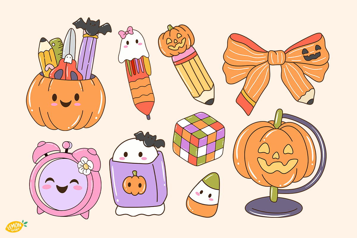 Halloween School PNG Clipart Bundle, a Seasonal Illustration by LemonDesign (Photo 3 of 3)